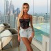 Printed hollow strap camisole top for women