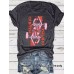 Chess and Card QQ Printed New Round Neck Loose Short Sleeve
