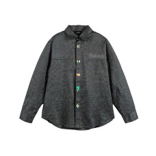Butterfly Embroidery Loose Long Sleeve Shirt, Casual Literary Design