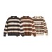 Letter Embroidery Loose Color-block Stripe Crewneck Sweater