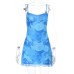Mesh printed suspender waist bag and hip dress