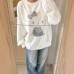 Cute Cat Print Long Sleeve Loose T-Shirt for Women, Casual Sweatshirt