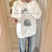 Cute Cat Print Long Sleeve Loose T-Shirt for Women, Casual Sweatshirt