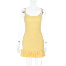 Sexy backless ruffled camisole dress for women