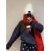 Casual Loose Mid-Length Round Neck Women's Hoodie with KT Cat Back Pocket Design