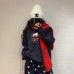 Casual Loose Mid-Length Round Neck Women's Hoodie with KT Cat Back Pocket Design