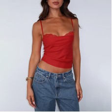 Slim lace patchwork camisole top for women