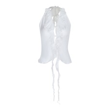 Versatile ruffled neck hanging beach vacation top Versatile ruffled neck hanging beach vacation top