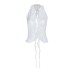 Versatile ruffled neck hanging beach vacation top