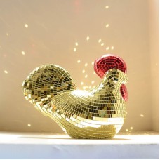 Ornamental Chicken Sculpture with Mirror Tiles