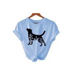 Short sleeved round neck dog print T Short sleeved round neck dog print T