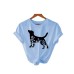 Short sleeved round neck dog print T