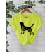 Short sleeved round neck dog print T