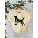 Short sleeved round neck dog print T
