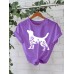 Short sleeved round neck dog print T