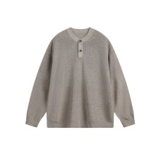Solid Color Henley Neck Knitwear Solid Color Henley Neck Knitwear