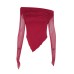 Elegant slim fit slanted shoulder mesh sleeve long sleeved top for women