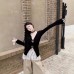 Vintage V-Neck Long Sleeve Fitted Slimming Split Black Elegant Women's Top