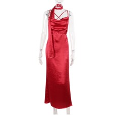 Sexy slim satin ribbon camisole skirt