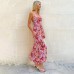 Elegant slim fit camisole printed bright beauty dress