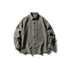 corduroy striped loose-fitting slimming versatile long-sleeve shirt 