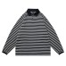 Casual Stripe Polo Shirt Men Loose Fit Long Sleeve T-Shirt