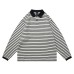 Casual Stripe Polo Shirt Men Loose Fit Long Sleeve T-Shirt