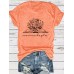 Floral Pattern Round Neck Short Sleeve