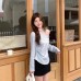 Chic Off-Shoulder Tie-Neck Long Sleeve T-Shirt for Women with Lace Bow, Fitted Cropped Top