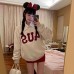 Casual Letter Applique Fleece-Lined Loose Couple Round Neck Women's Hoodie