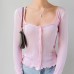 Retro style simple casual versatile square neck top for women