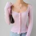 Retro style simple casual versatile square neck top for women