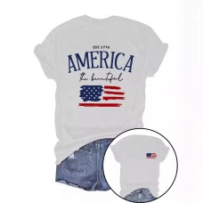Independence Day Pattern Round Neck Short Sleeve Independence Day Pattern Round Neck Short Sleeve