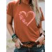 Heart shaped pattern round neck short sleeved shirt