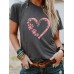 Heart shaped pattern round neck short sleeved shirt
