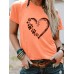 Heart shaped pattern round neck short sleeved shirt