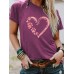 Heart shaped pattern round neck short sleeved shirt