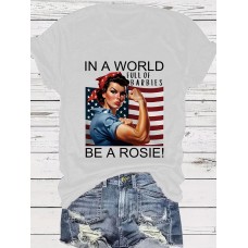 Pattern round neck short sleeved shirt