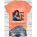 Pattern round neck short sleeved shirt