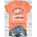 Hot dog pattern round neck short sleeved shirt