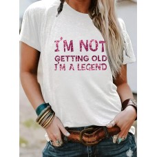 Slogan pattern round neck short sleeved shirt Slogan pattern round neck short sleeved shirt