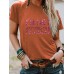 Slogan pattern round neck short sleeved shirt