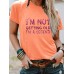 Slogan pattern round neck short sleeved shirt