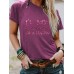 Slogan pattern round neck short sleeved shirt