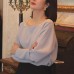 Elegant One-Shoulder Metal Chain Design Long Sleeve T-Shirt Women's Top
