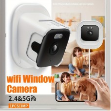 Night Vision Window Mount Smart Panoramic Camera for Home Security, HD Surveillance Camera