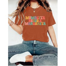 Letter pattern printed round neck short sleeved shirt Letter pattern printed round neck short sleeved shirt
