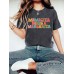 Letter pattern printed round neck short sleeved shirt