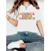 Letter pattern printed round neck short sleeved shirt