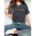 Plant flower pattern printed round neck short sleeved shirt